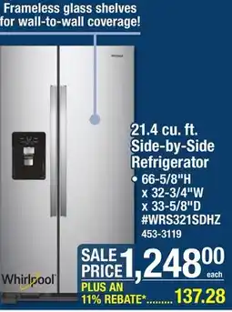 Menards 21.4 cu. ft. Side-by-Side Refrigerator offer