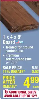 Menards 1 x 4 x 8' Board offer
