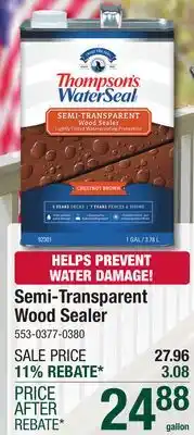 Menards Semi-Transparent Wood Sealer offer