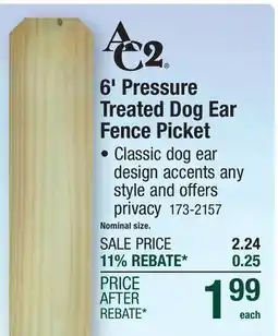 Menards 6' Pressure Treated Dog Ear Fence Picket offer