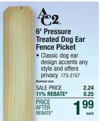 Menards 6' Pressure Treated Dog Ear Fence Picket offer