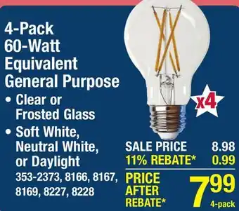 Menards 4-Pack 60-Watt Equivalent General Purpose offer