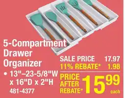 Menards 5-Compartment Drawer Organizer offer