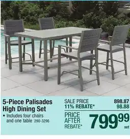 Menards 5-Piece Palisades High Dining Set offer
