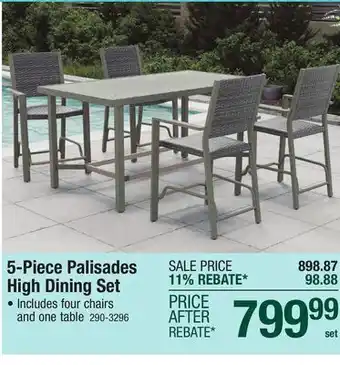 Menards 5-Piece Palisades High Dining Set offer