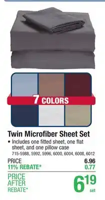 Menards Twin Microfiber Sheet Set offer
