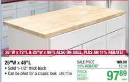 Menards 25 W x 48L BUTCHER BLOCK offer