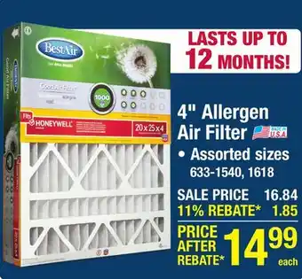 Menards 4 Allergen Air Filter offer