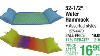 Menards 52-1/2 Water Hammock offer
