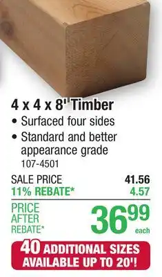 Menards 4 x 4 x 8' Timber Western Red Cedar offer