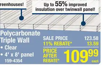 Menards Polycarbonate Triple Wall offer