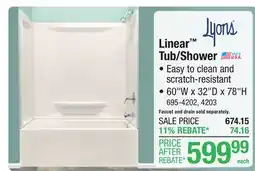 Menards Linear Tub/Shower offer
