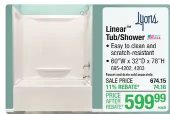 Menards Linear Tub/Shower offer