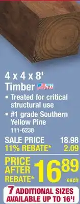 Menards 4 x 4 x 8' Timber offer