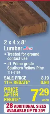 Menards 2 x 4 x 8' Lumber offer