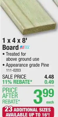 Menards 1 x 4 x 8' Board offer