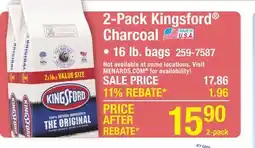 Menards 2-Pack Kingsford Charcoal offer