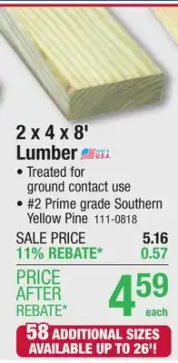 Menards 2 x 4 x 8' Lumber offer