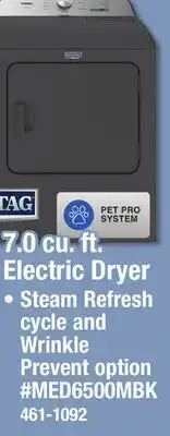 Menards 7.0 cu. ft. Electric Dryer offer