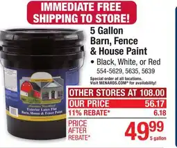 Menards 5 Gallon Barn, Fence & House Paint offer