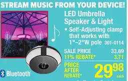 Menards LED Umbrella Speaker & Light offer