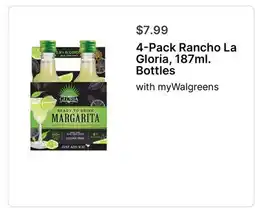 Walgreens 4-Pack Rancho La Gloria 187ml. Bottles offer