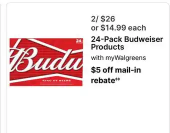 Walgreens 24-Pack Budweiser Products offer