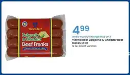Jewel-Osco Vienna Beef Jalapeno & Cheddar Beef Franks 12 Oz offer