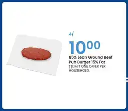 Jewel-Osco 85% Lean Ground Beef Pub Burger 15% Fat offer