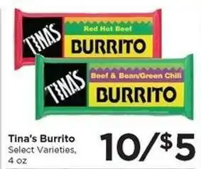 Food 4 Less Tina's Burrito offer