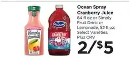 Food 4 Less Ocean Spray Cranberry Juice offer