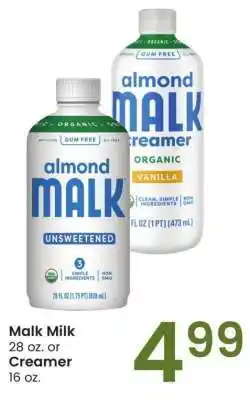 Albertsons Malk Milk 28 oz. or Creamer 16 oz offer