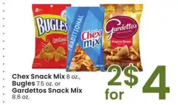 Albertsons Chex Snack Mix 8 oz., Bugles 7.5 oz. or Gardettos Snack Mix 8.6 oz offer