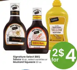 Albertsons Signature Select BBQ Sauce 18 oz., select varieties or Mustard Squeeze 20 oz offer
