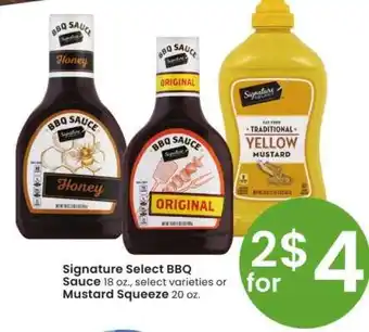 Albertsons Signature Select BBQ Sauce 18 oz., select varieties or Mustard Squeeze 20 oz offer