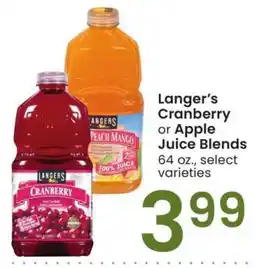 Albertsons Langer's Cranberry or Apple Juice Blends - 64 oz., select varieties offer
