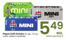 Albertsons Pepsi Soft Drinks - 10 - pk., 7.5 oz. cans, select varieties offer