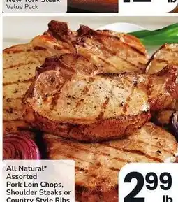 Albertsons All Natural* Assorted Pork Loin Chops, Shoulder Steaks or Country Style Ribs - Bone-In, Value Pack offer
