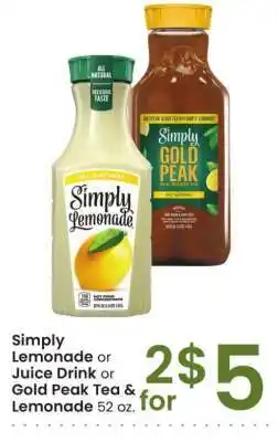 Albertsons Simply Gold Peak Tea & Lemonade - 52 oz offer