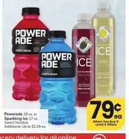 Albertsons Powerade 28 oz. or Sparkling Ice 17 oz. - Select Varieties offer