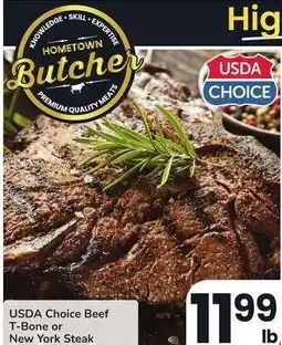 Albertsons USDA Choice Beef T-Bone or New York Steak - Bone - In, Value Pack offer