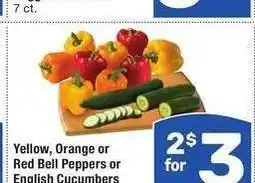 Albertsons Yellow, Orange or Red Bell Peppers or English Cucumbers offer