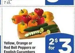 Albertsons Yellow, Orange or Red Bell Peppers or English Cucumbers offer