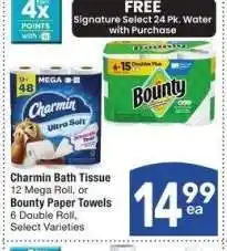 Albertsons Charmin Bath Tissue 12 Mega Roll, or Bounty Paper Towels 6 Double Roll - Select Varieties offer