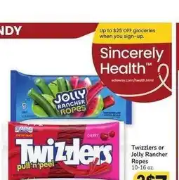 Albertsons Twizzlers or Jolly Rancher Ropes - 10-16 oz offer