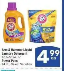 Albertsons Arm & Hammer Liquid Laundry Detergent 45.5-50 oz. or Power Pacs 24 ct. - Select Varieties offer