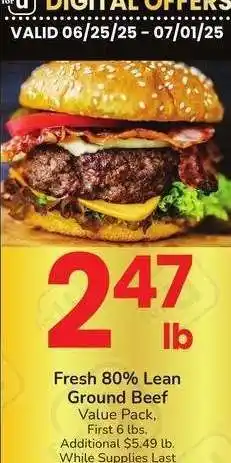 Albertsons Fresh 80% Lean Ground Beef - Value Pack, First 6 lbs offer