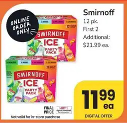 Albertsons Smirnoff - 12 pk offer