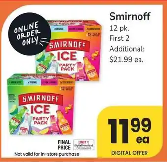 Albertsons Smirnoff - 12 pk offer
