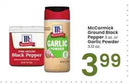 Albertsons McCormick Ground Black Pepper 3 oz. or Garlic Powder 3.12 oz offer